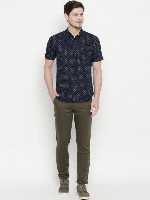 

BYFORD by Pantaloons Men Blue Slim Fit Printed Casual Shirt
