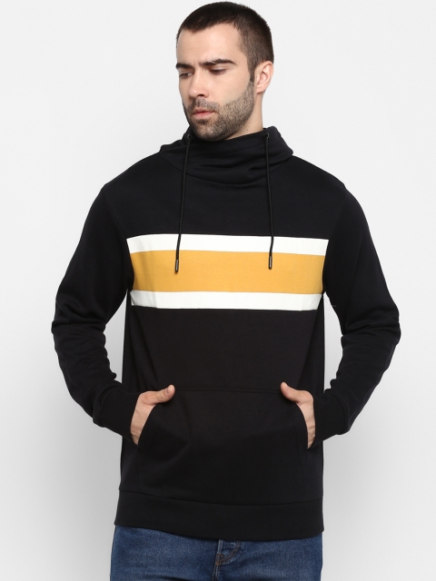 Red Tape Men Black & Yellow Colourblocked Sweatshirt