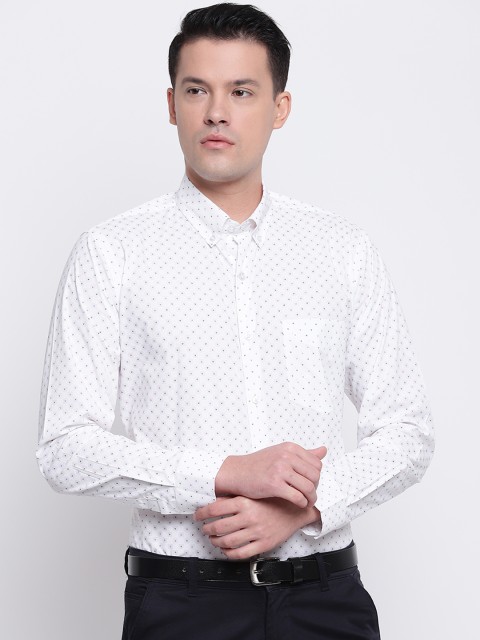 

Hancock Men White Slim Fit Printed Formal Shirt
