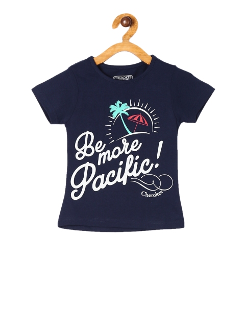 

Cherokee Girls Blue Printed Round Neck T-shirt