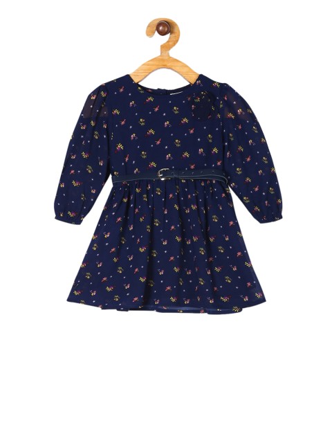 

Donuts Girls Blue Printed Fit and Flare Dress