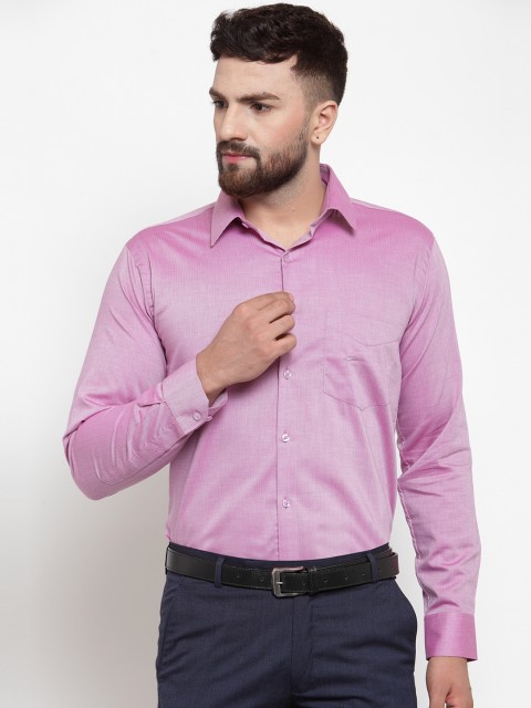 

Hancock Men Pink Slim Fit Self Design Formal Shirt