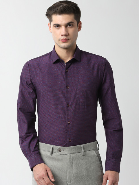 

Peter England Men Purple Slim Fit Self Design Formal Shirt