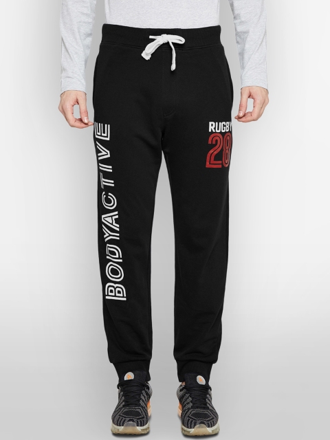 

BODYACTIVE Men Black Printed Regular-Fit Joggers