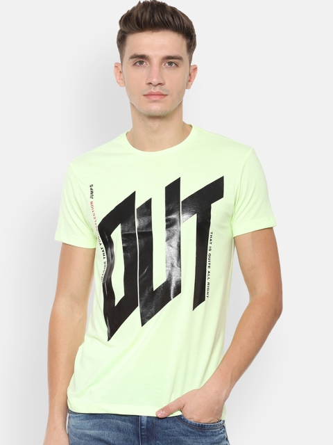 

People Men Green Printed Round Neck T-shirt
