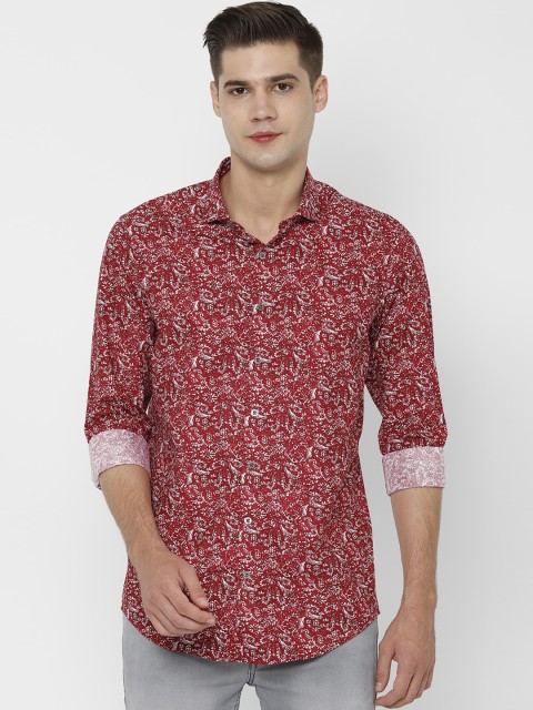 

SIMON CARTER LONDON Men Red Slim Fit Printed Casual Shirt