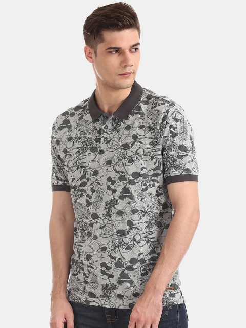 

Cherokee Men Grey Printed Polo Collar T-shirt