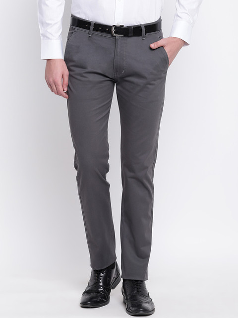 

Hancock Men Grey Slim Fit Solid Formal Trousers