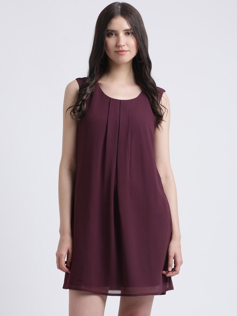 

AkaAyu Women Purple Solid A-Line Dress