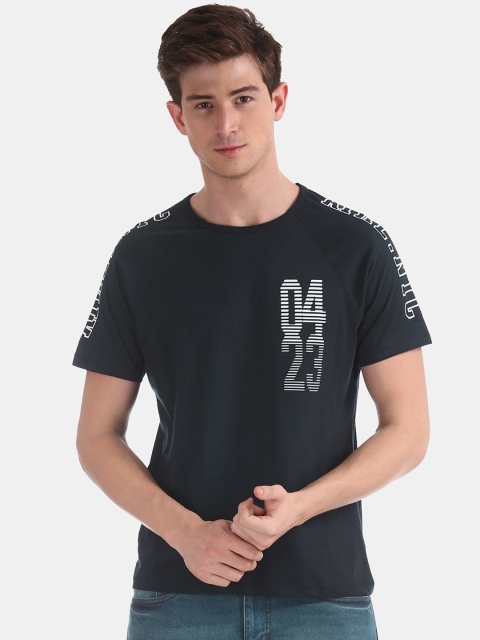 

Colt Men Blue Printed Round Neck Pure Cotton T-shirt