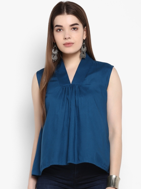 

ETHNIC STREET Women Blue Solid A-Line Top