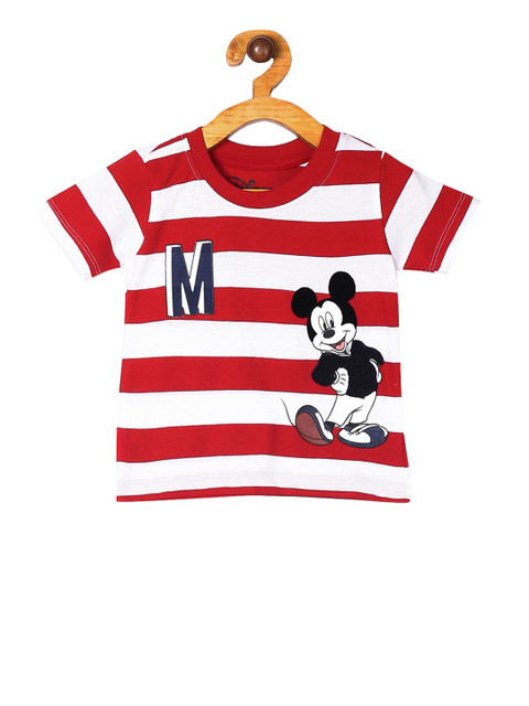 

Colt Boys Red Mickey Mouse Printed Round Neck T-shirt