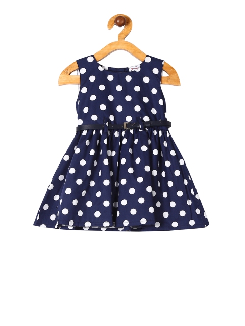 

Donuts Girls Blue & White Printed Fit and Flare Dress