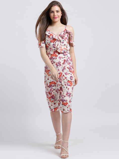 

Sibi Women White Floral Printed Fit and Flare Dress