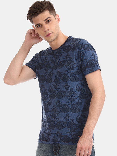 

Cherokee Men Navy Blue Printed Slim Fit Round Neck T-shirt
