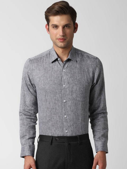 

Peter England Men Grey Slim Fit Solid Formal Linen Shirt