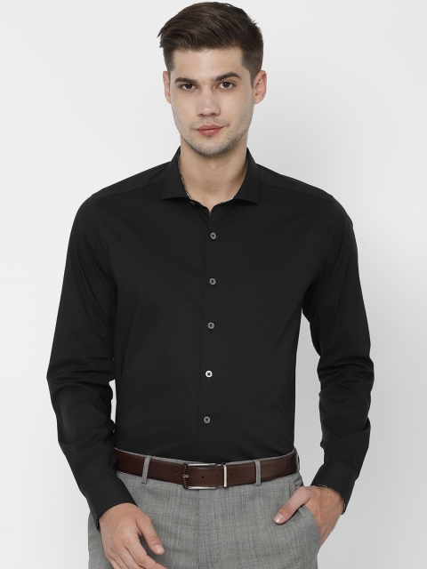 

SIMON CARTER LONDON Men Black Slim Fit Solid Semiformal Shirt