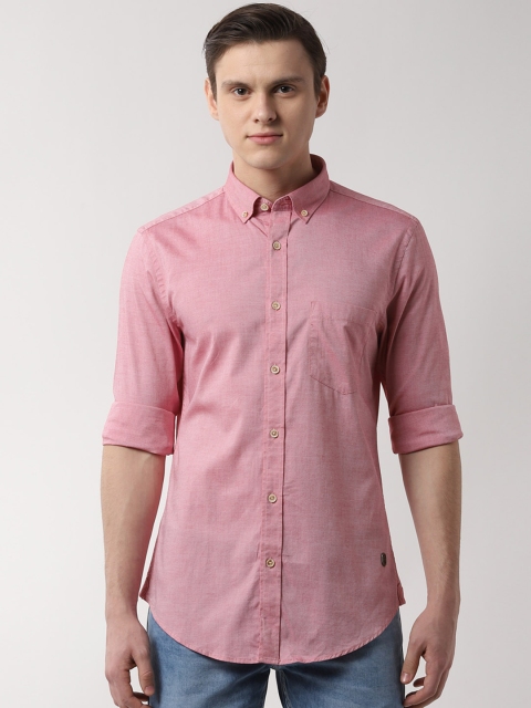 

Peter England Casuals Men Pink Slim Fit Solid Casual Shirt