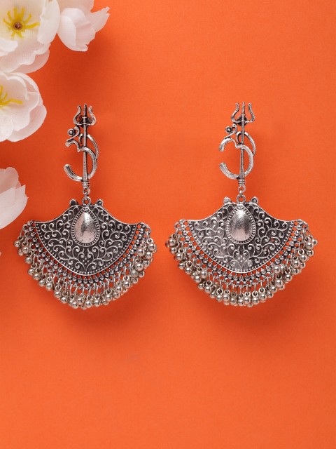 

Moedbuille Oxidised Silver-Plated Crescent Shaped Drop Earrings