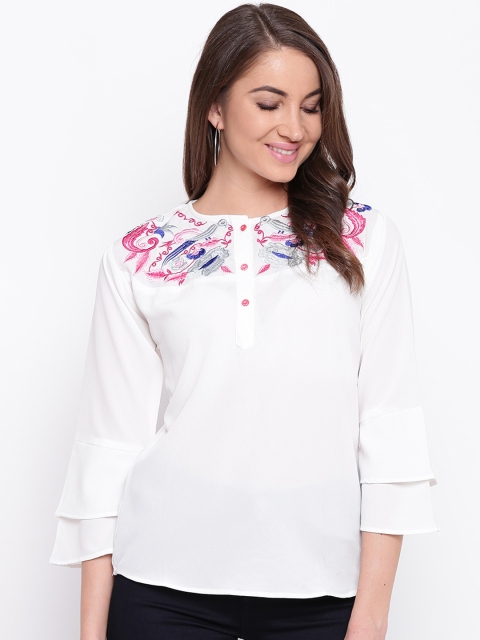 

Mayra Women White Embroidered Top
