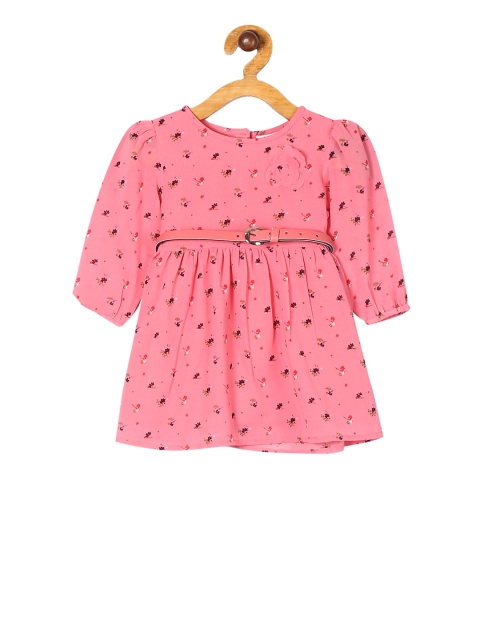 

Donuts Girls Peach-Coloured Floral Print Fit and Flare Dress