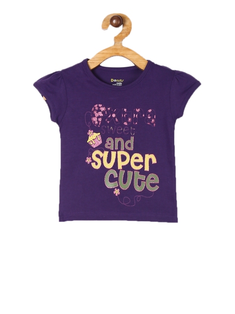 

Donuts Girls Purple Printed Round Neck T-shirt