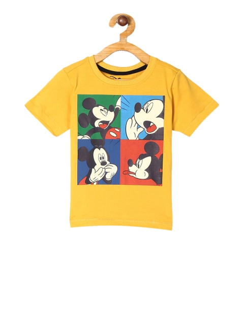 

Colt Boys Yellow Mickey Mouse Printed Round Neck T-shirt