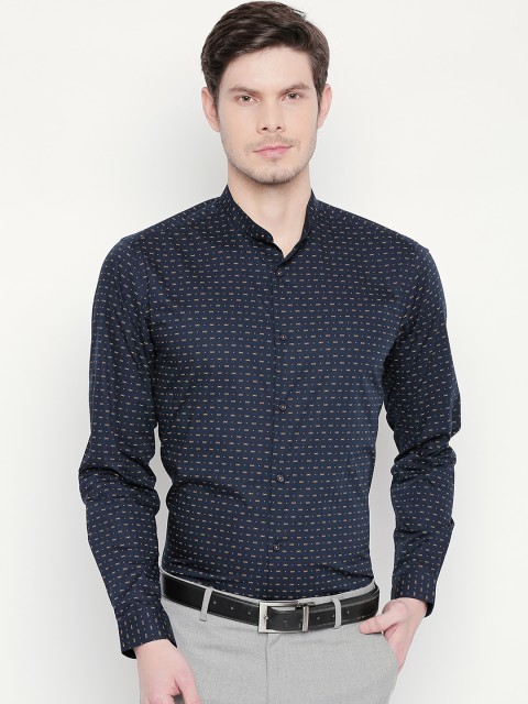 

RICHARD PARKER by Pantaloons Men Navy Blue Slim Fit Printed Formal Shirt