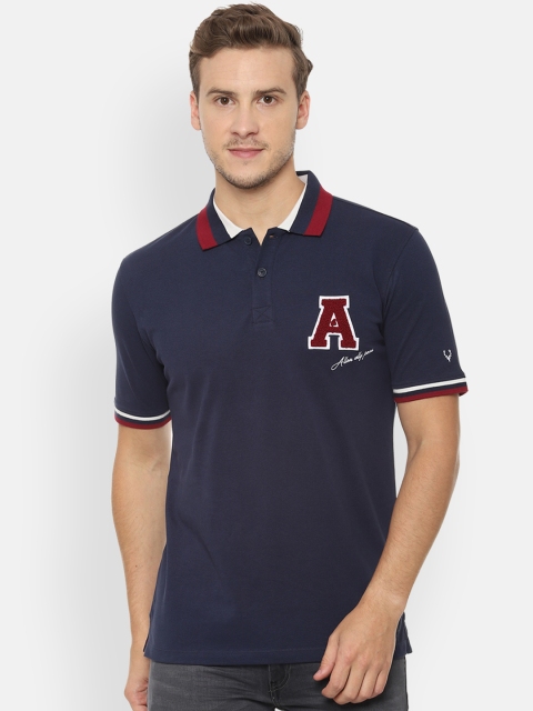 

Solly Jeans Co. Men Navy Blue Solid Polo Collar T-shirt