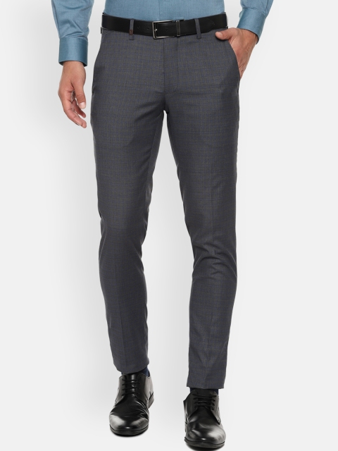 

Van Heusen Men Grey Slim Fit Checked Formal Trousers