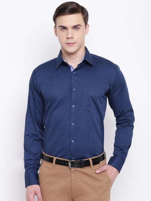 

Hancock Men Blue Slim Fit Solid Formal Shirt