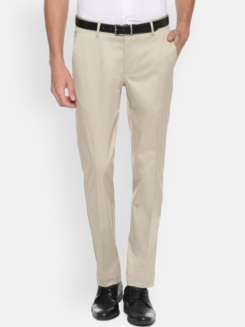 

Louis Philippe Men Beige Slim Fit Solid Formal Trousers