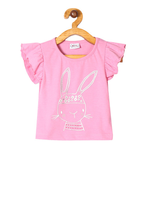 

Donuts Girls Pink Printed Pure Cotton Top