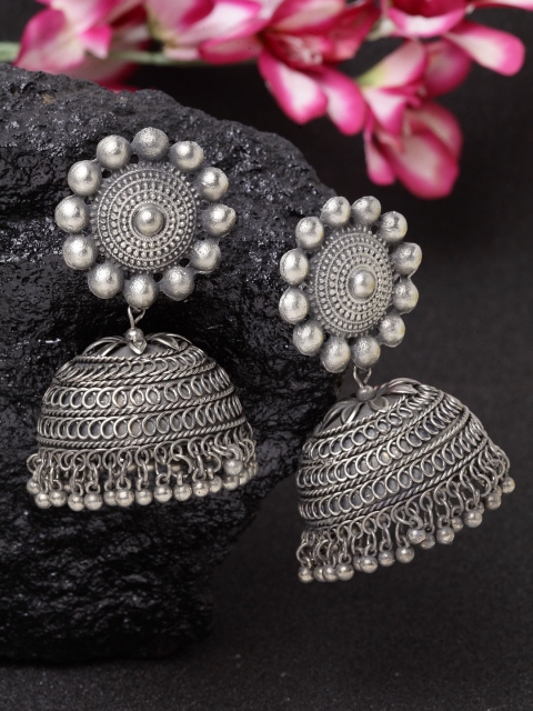 

Moedbuille Silver-Plated Dome Shaped Handcrafted Jhumkas