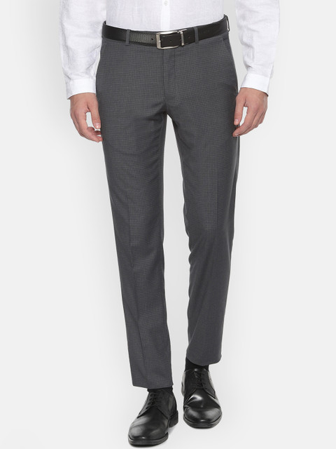 

Van Heusen Men Grey Slim Fit Solid Formal Trousers