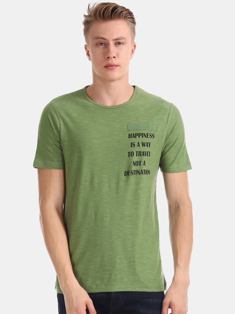 

Cherokee Men Green Printed Round Neck T-shirt