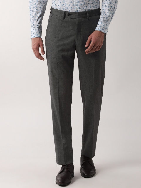 

Peter England Men Grey Slim Fit Solid Formal Trousers