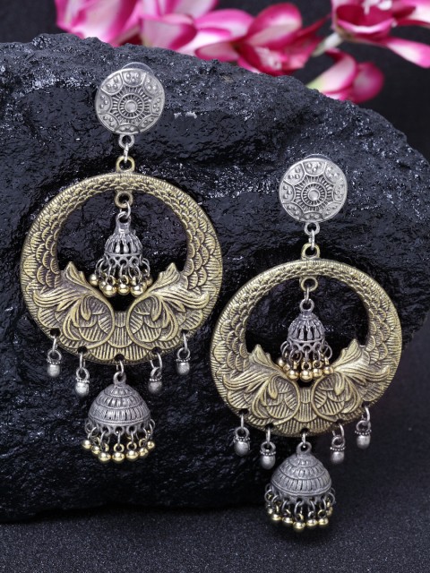 

Moedbuille Gold-Plated & Silver-Toned German Silver Handcrafted Drop Earrings