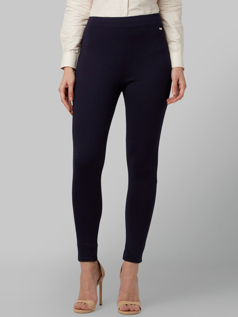 

Park Avenue Women Navy Blue Solid Jeggings