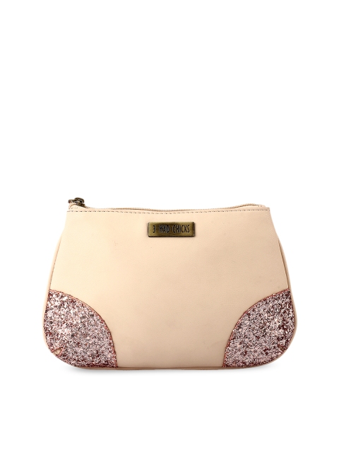 

3 Mad Chicks Beige Solid Clutch