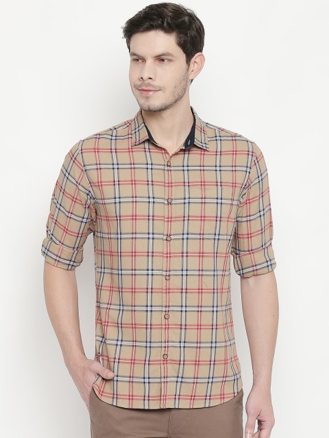 

BYFORD by Pantaloons Men Khaki Slim Fit Checked Casual Shirt