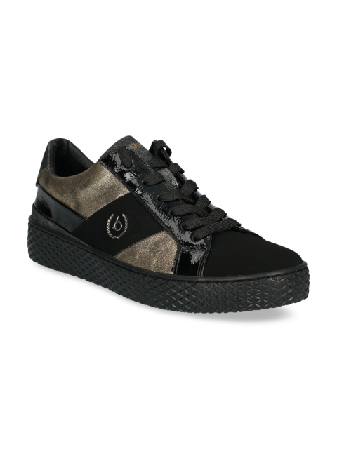 

Bugatti Women Black & Gold-Toned Sneakers