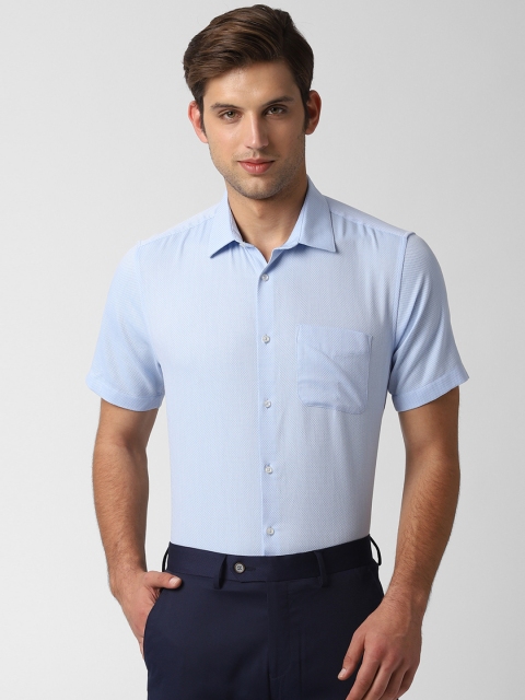 

Peter England Men Blue Regular Fit Self Design Formal Shirt