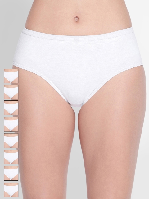 

Bodycare Women Pack of 9 White Solid Bikini Briefs E26W