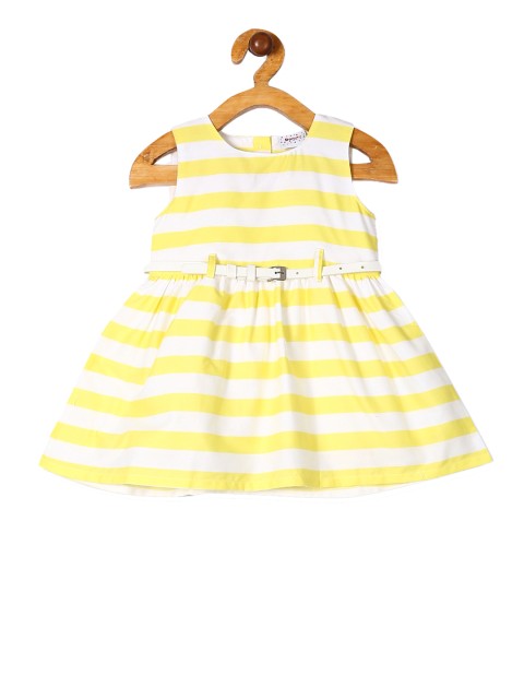 

Donuts Girls Yellow & White Striped Fit and Flare Dress