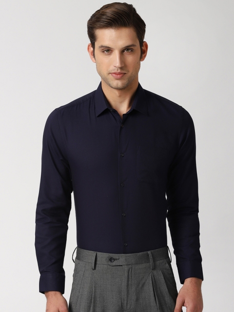 

Peter England Men Navy Blue Slim Fit Self Design Formal Shirt