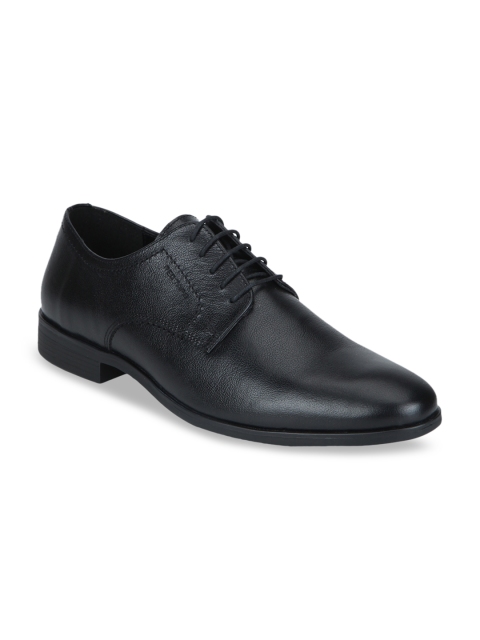 

Red Tape Men Black Solid Leather Formal Derbys