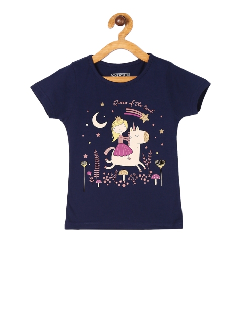 

Cherokee Girls Blue Printed Round Neck T-shirt