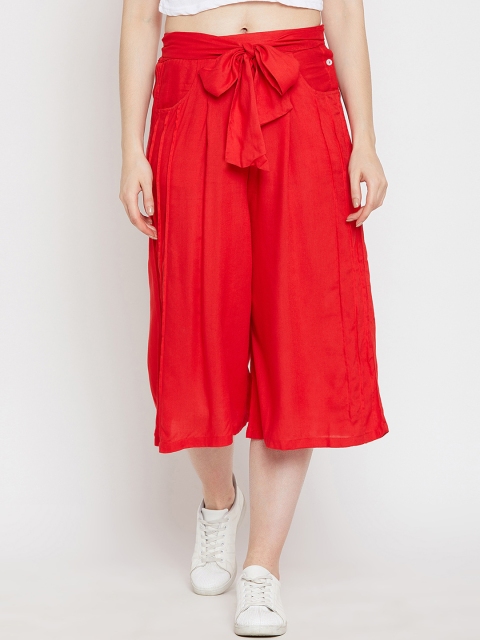 

FIZERA Women Red Regular Fit Solid Culottes