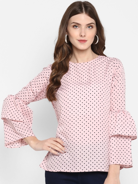 

Indietoga Women Pink & Black Polka Dot Top